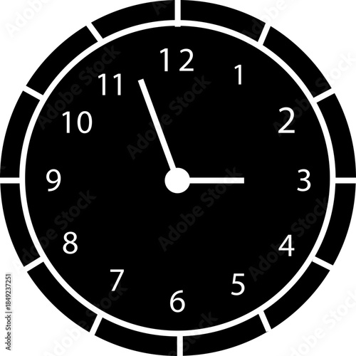 Clock icon with analog wall clocks and stopwatch timer symbols in black flat and outline style, time measurement watch pictogram pack for schedule alarm countdown UI design