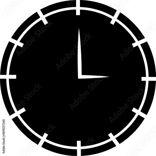 Clock icon with analog wall clocks and stopwatch timer symbols in black flat and outline style, time measurement watch pictogram pack for schedule alarm countdown UI design