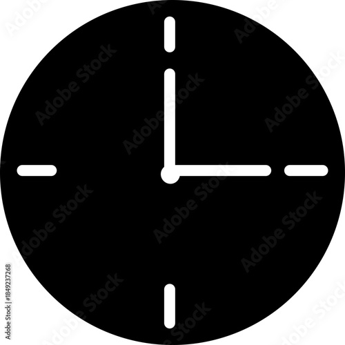 Clock icon with analog wall clocks and stopwatch timer symbols in black flat and outline style, time measurement watch pictogram pack for schedule alarm countdown UI design