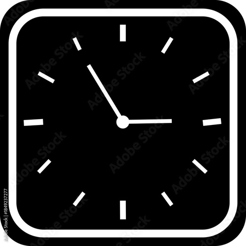Clock icon with analog wall clocks and stopwatch timer symbols in black flat and outline style, time measurement watch pictogram pack for schedule alarm countdown UI design