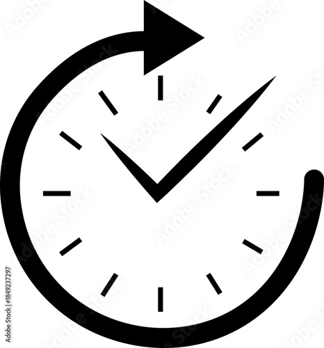 Clock icon with analog wall clocks and stopwatch timer symbols in black flat and outline style, time measurement watch pictogram pack for schedule alarm countdown UI design