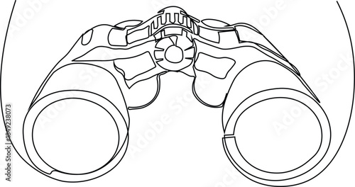 Binoculars One Line Art Illustration. Minimalist Binoculars line art drawing. Modern minimal line art. 