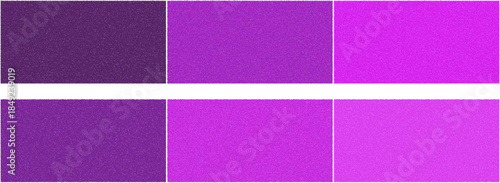 A visual display of six rectangular color swatches arranged in two rows, showcasing a gradient of purple and magenta hues from dark to light.
