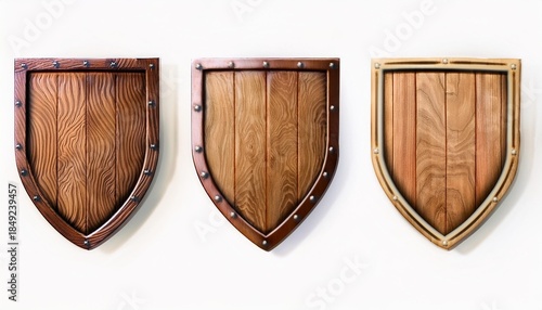 Wooden shields with metal trim