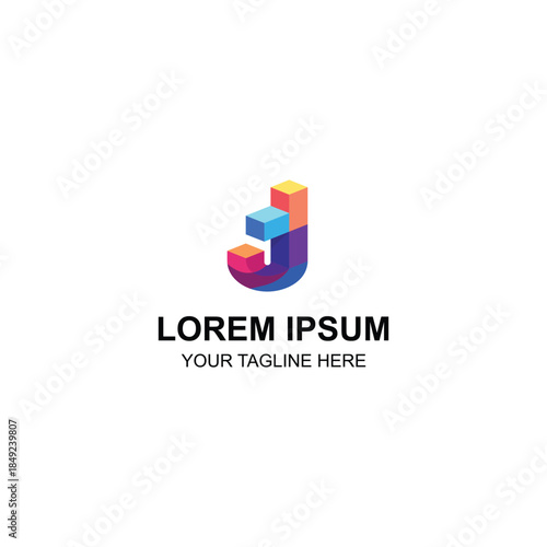 Modern 3D letter J logo design with colorful geometric cubes with Creative Illustration