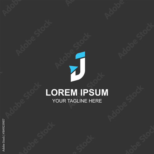 Modern blue letter J logo with arrow for tech and digital brand with Creative Illustration