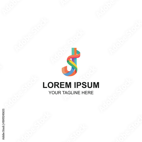 Colorful ribbon letter J logo design for creative studio branding with Creative Illustration