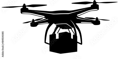 Autonomous Delivery Drone Logistics Vector Silhouette
