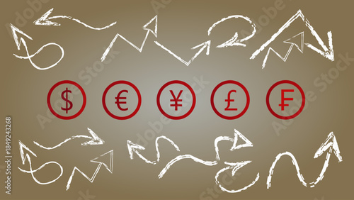 Exchange rate chart graphics, financial candlestick icons