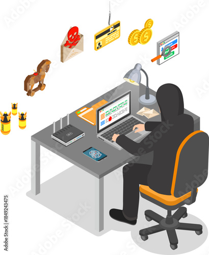 Hacker Isometric Concept