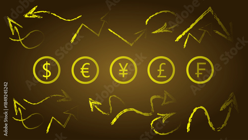 Exchange rate chart graphics, financial candlestick icons