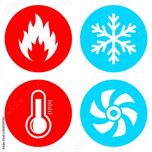 Cooling and heating vector icons set