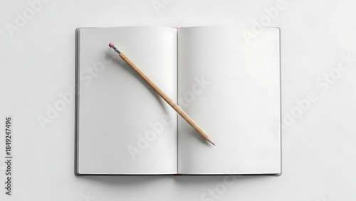 Wallpaper Mural Open notebook with pencil placed diagonally, minimal back-to-school concept Torontodigital.ca