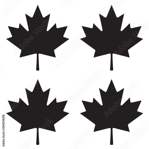 Autumn Maple Leaves Silhouette Set