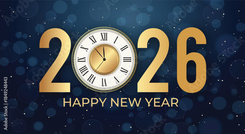 Happy New Year 2026 Countdown Clock Celebration Background