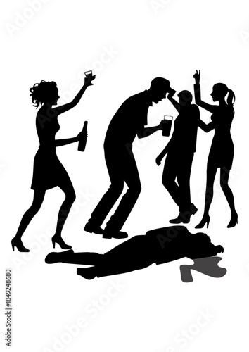 Silhouettes Depicting Substance Abuse and Binge Drinking