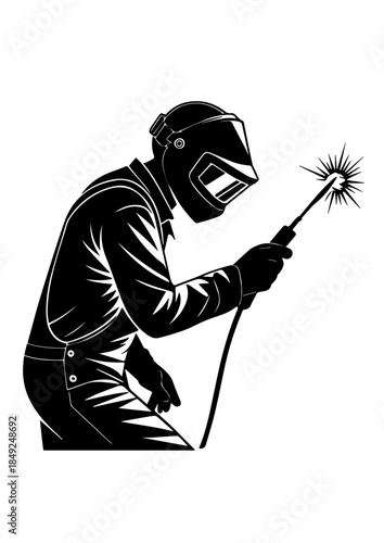 Welder in Protective Gear Illustration