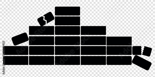 Brick Wall Silhouette in Black | Construction Pattern Illustration Vector Format