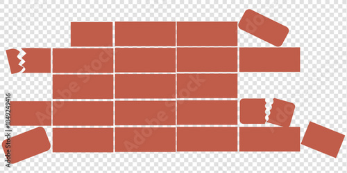 Brick Wall Silhouette in Black | Construction Pattern Illustration Vector Format