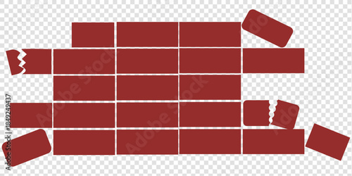 Brick Wall Silhouette in Black | Construction Pattern Illustration Vector Format