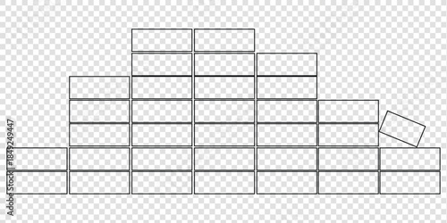 brick wall icons in various graphic styles including flat design, outline, silhouette, and hand-drawn sketch for construction and building themes