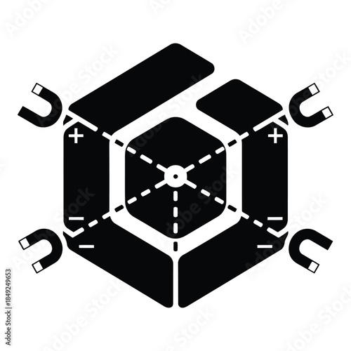 Hexagonal magnet array isolated on white background, Vector