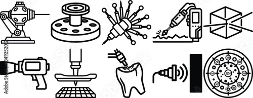 Advanced manufacturing technologies isolated on white background, Vector