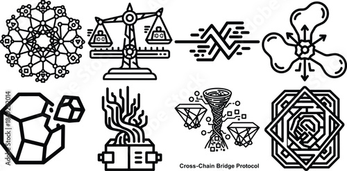 Cryptocurrency and blockchain technology symbols