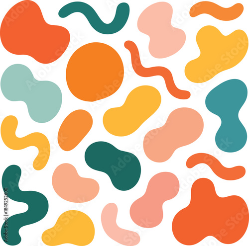 Vibrant abstract shapes on white background