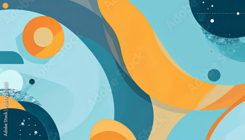 Abstract shapes blend in a colorful composition of fluid forms and soft textures, with an overall calm aesthetic