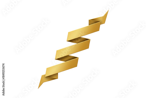 Golden ribbon banner design with transparent background