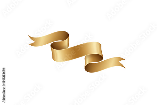 Golden ribbon banner design with transparent background