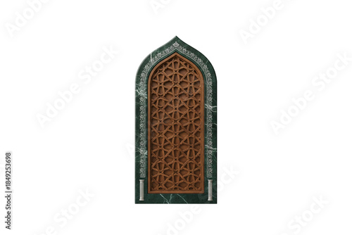 Mosque interior with prayer rugs for Ramadan worship.