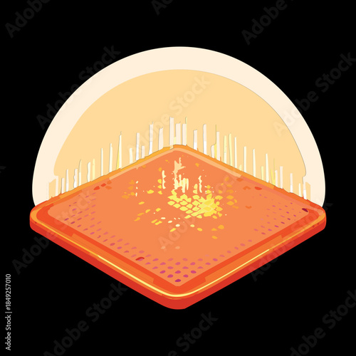 Seedlings starting to grow in a specialized garden bed under warm nature sunlight conditions