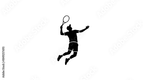 Dynamic tennis player in mid swing on court