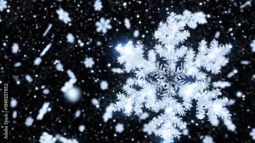 Abstract illustration of falling snowflakes against a dark background winter holidays weather concept
