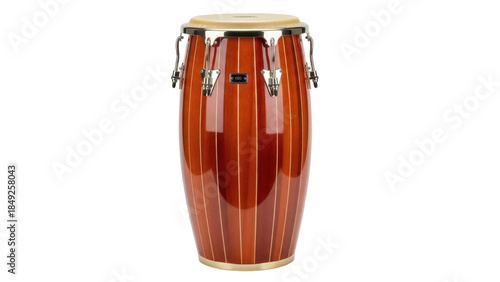 Cuadro en lienzo Wooden conga drum isolated PNG, percussion instrument with metal hardware and na
