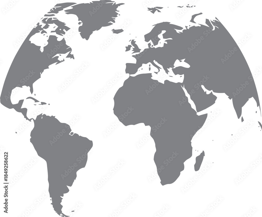 Obraz premium Stylized monochrome world map vector graphic illustrating Earth's continents and global connections for international themes and concepts