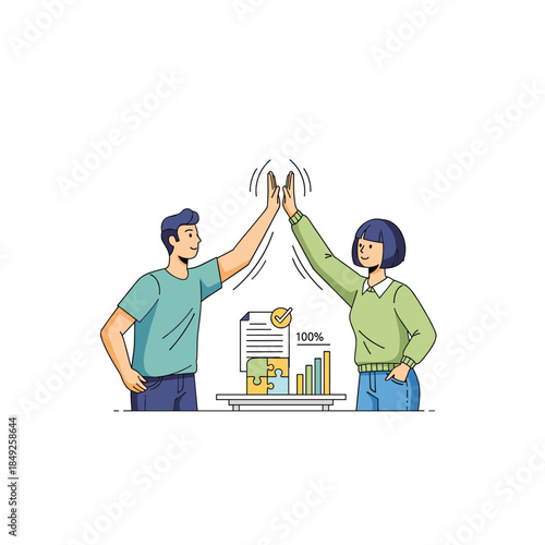 Business team celebrating success with high five