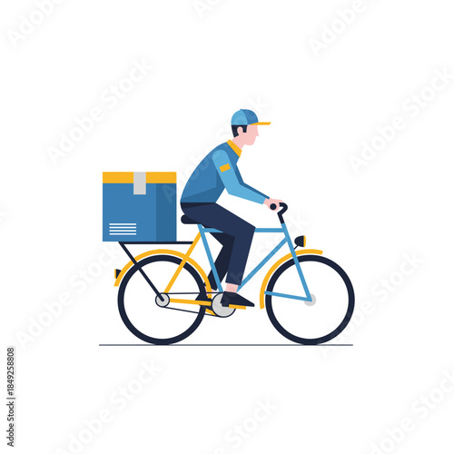 Delivery cyclist riding bike with packages