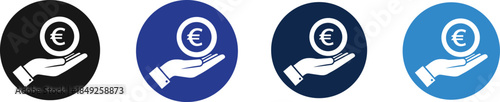 Hand holding euro coin icon payment vector illustration