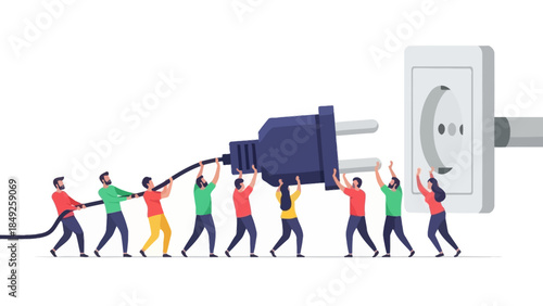 Vector illustration of a group of people silhouettes walking together in a business and everyday life scene