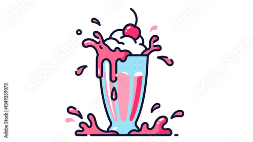 Vector illustration of a hand holding a glass of red wine with a splash for celebration