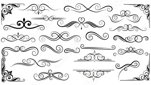 Vintage decorative elements set with ornate frames borders and floral calligraphic designs in vector style