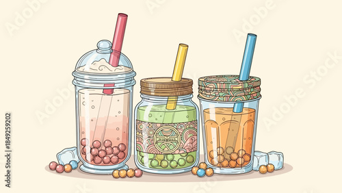 Vector illustration of a cold glass of cola with ice isolated on a white background