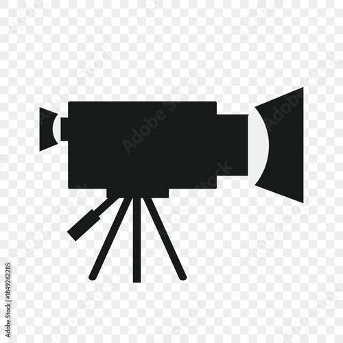 Video camera illustration for film production, cinema and filmmaking equipment isolated on transparent background