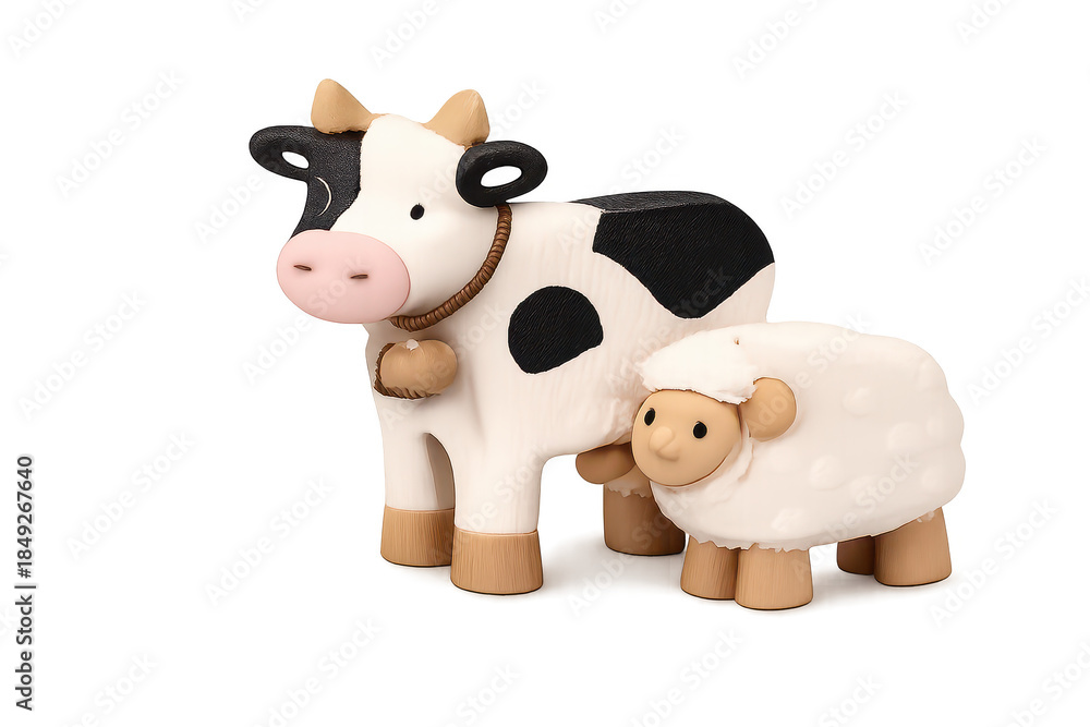 Obraz premium Ceramic Cow and Sheep with transparent background design element art.