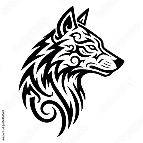 Tribal Wolf Vector Modern Design Illustration