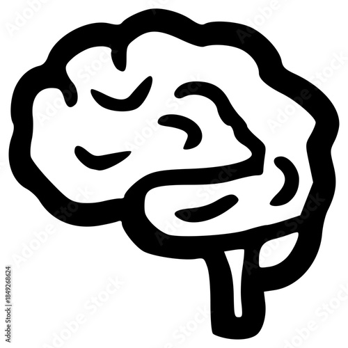 doodle brain illustration hand drawn outline vector