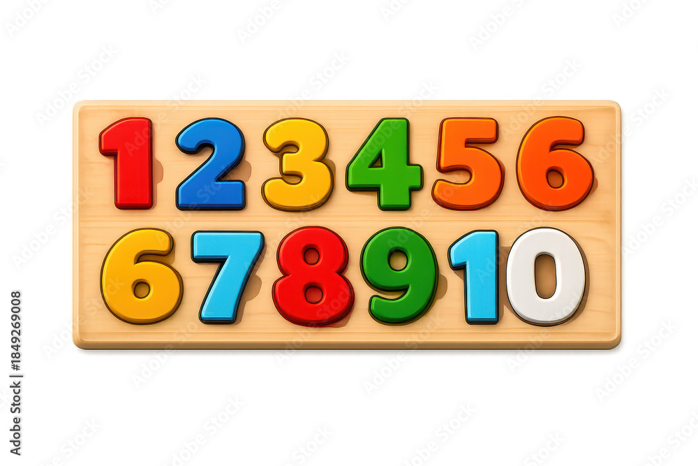 Obraz premium Colorful Number Puzzle with transparent background for early learning.